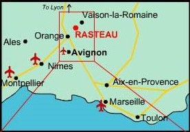 Location of Rasteau in South of France